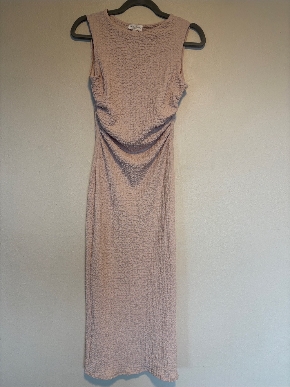 See You Monday Nude ruched popcorn Maxi Dress Medium